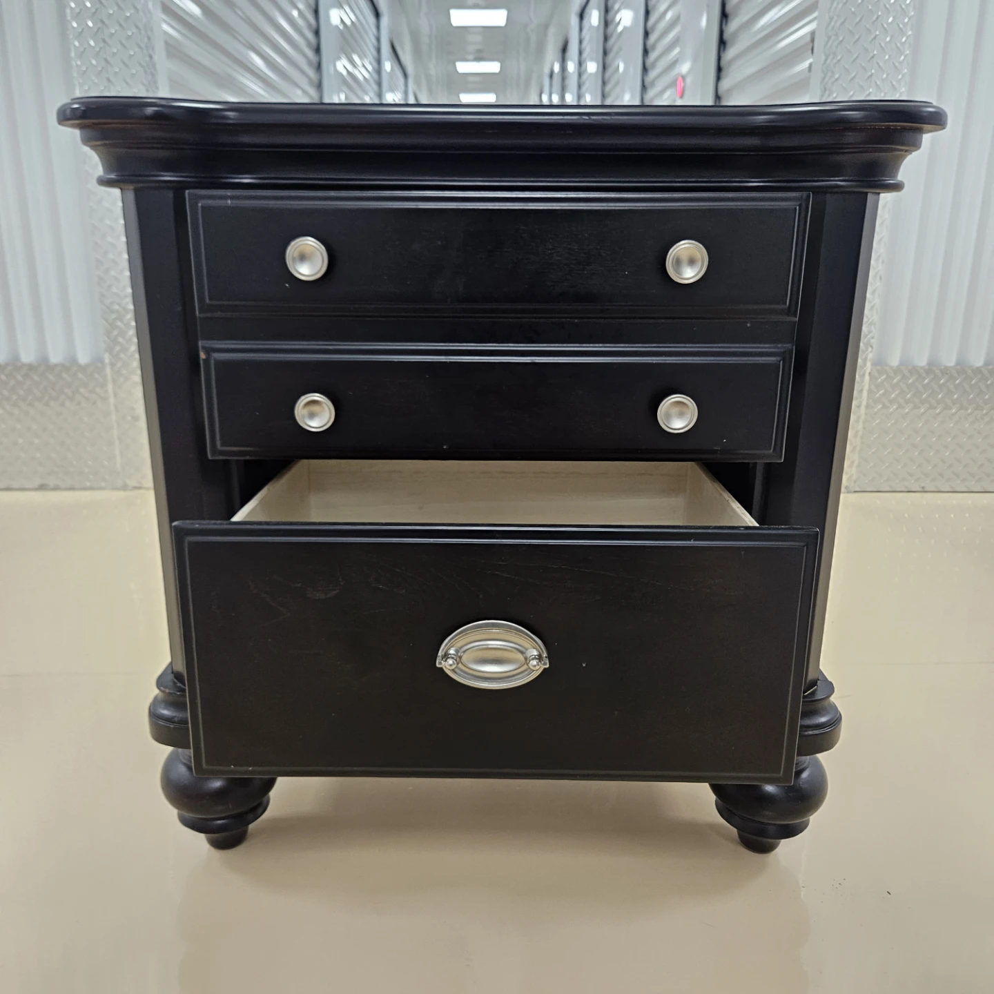 Brown/Blaxk Nightstand with 2 Drawers - photo 2