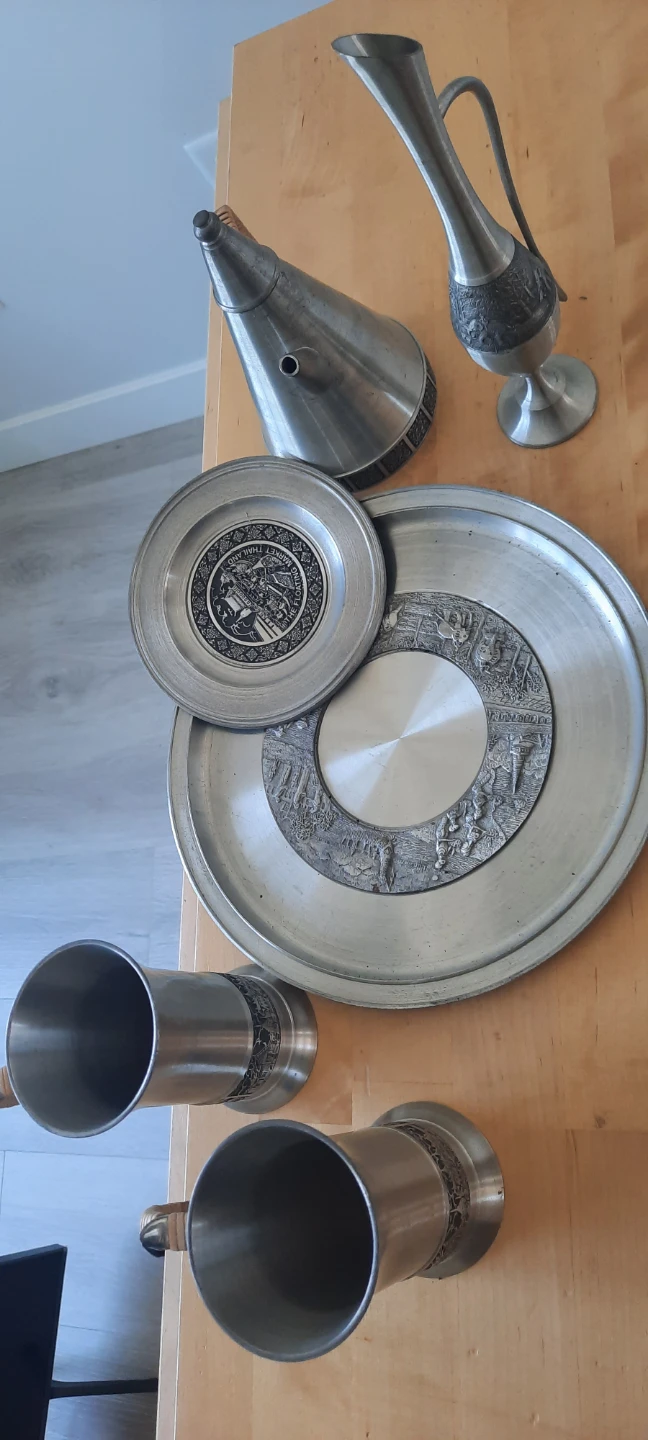 Pewter Chalice and Pitcher Set with Tray - photo 3