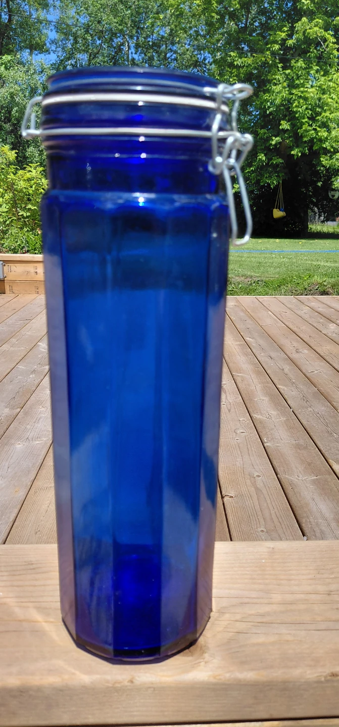 Blue Cobalt Glass Clamp Lid Pasta Jar