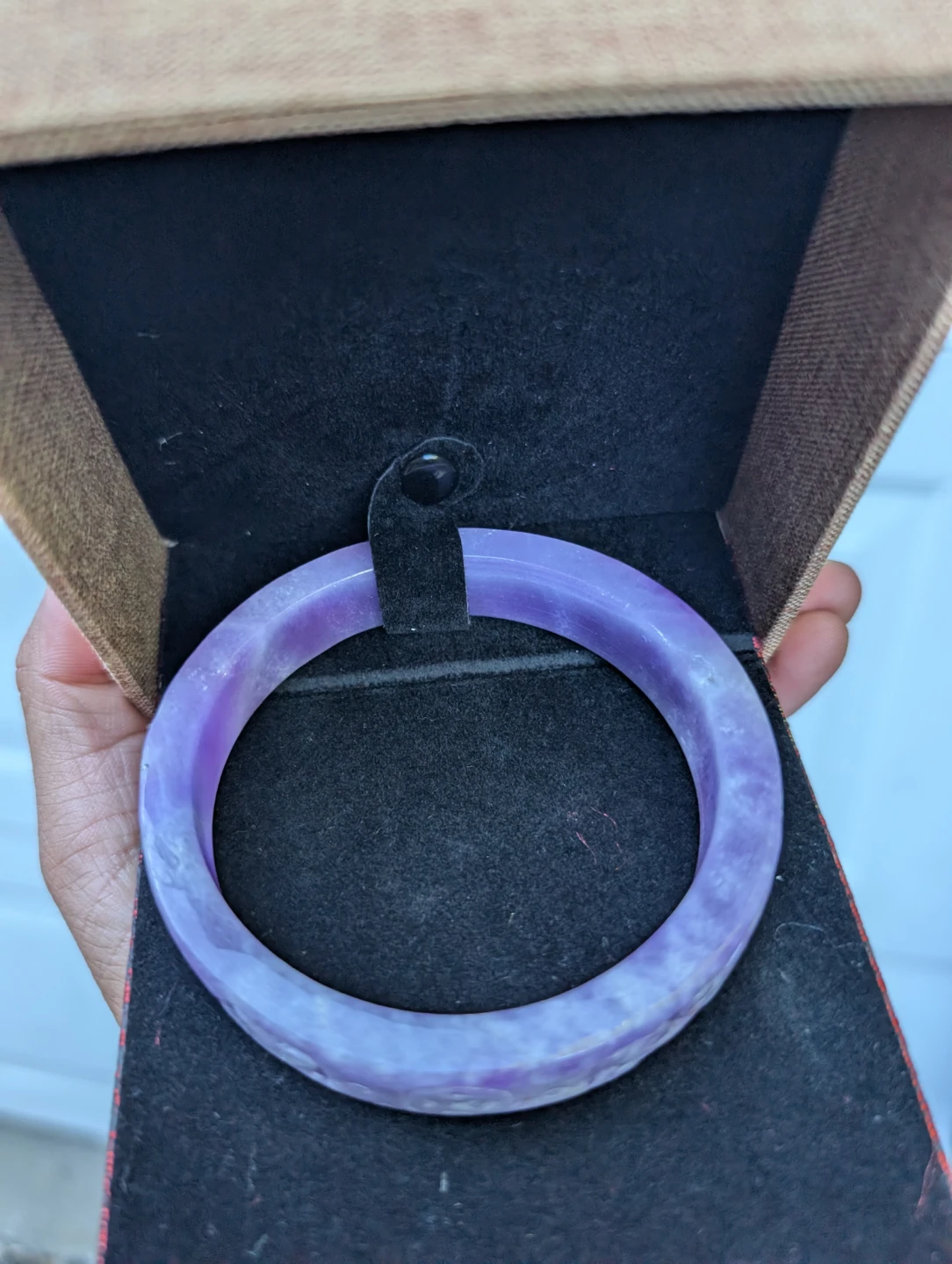 ⚽Purple Jade Bangle Bracelet with Carvings - photo 4