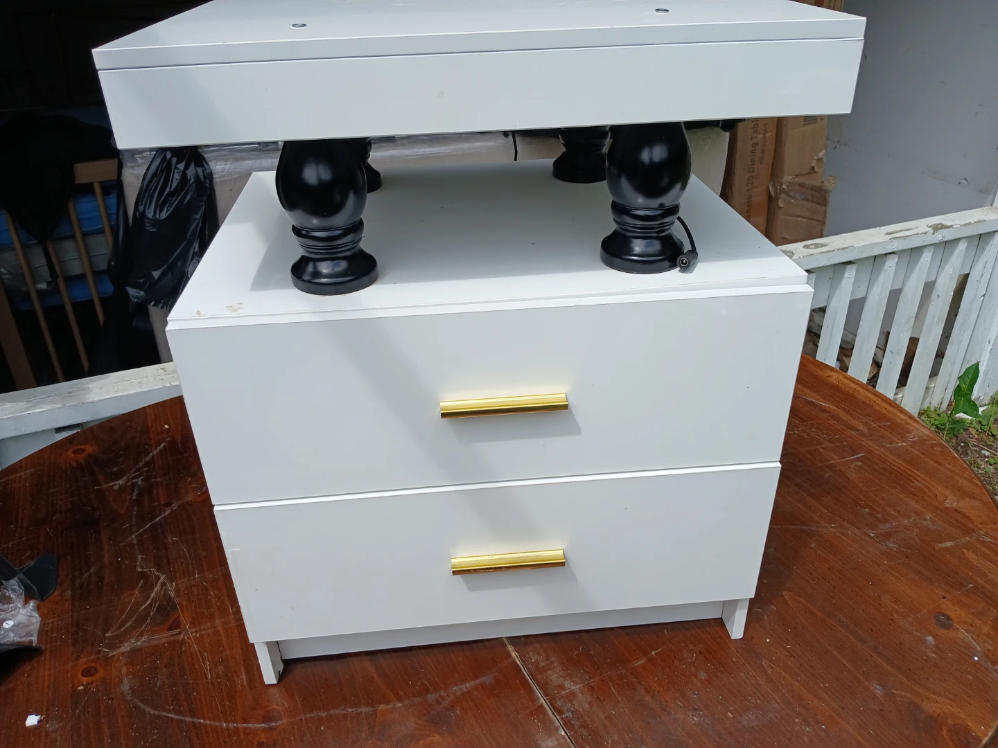 White Nightstand with Gold Handles