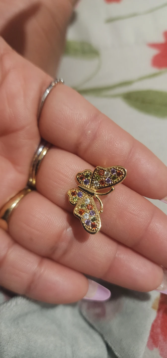 Gold platted Butterfly Ring with Colorful Gems - photo 2