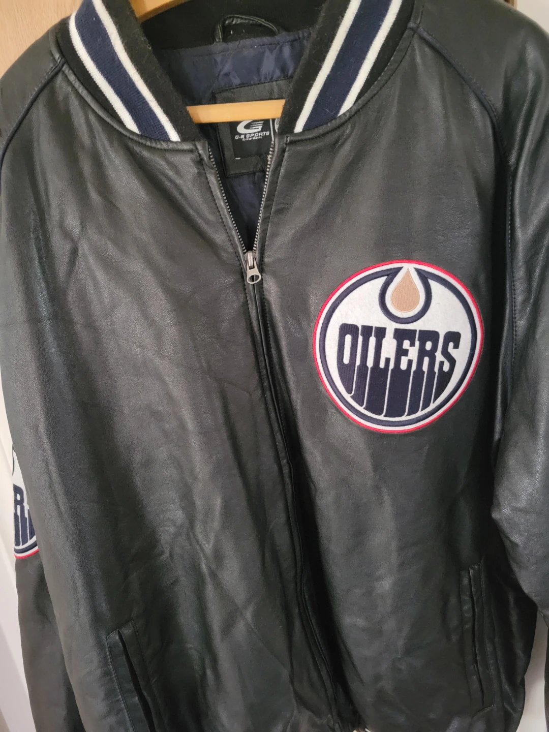 G-III Sports Edmonton Oilers Leather Bomber Jacket XL - photo 2