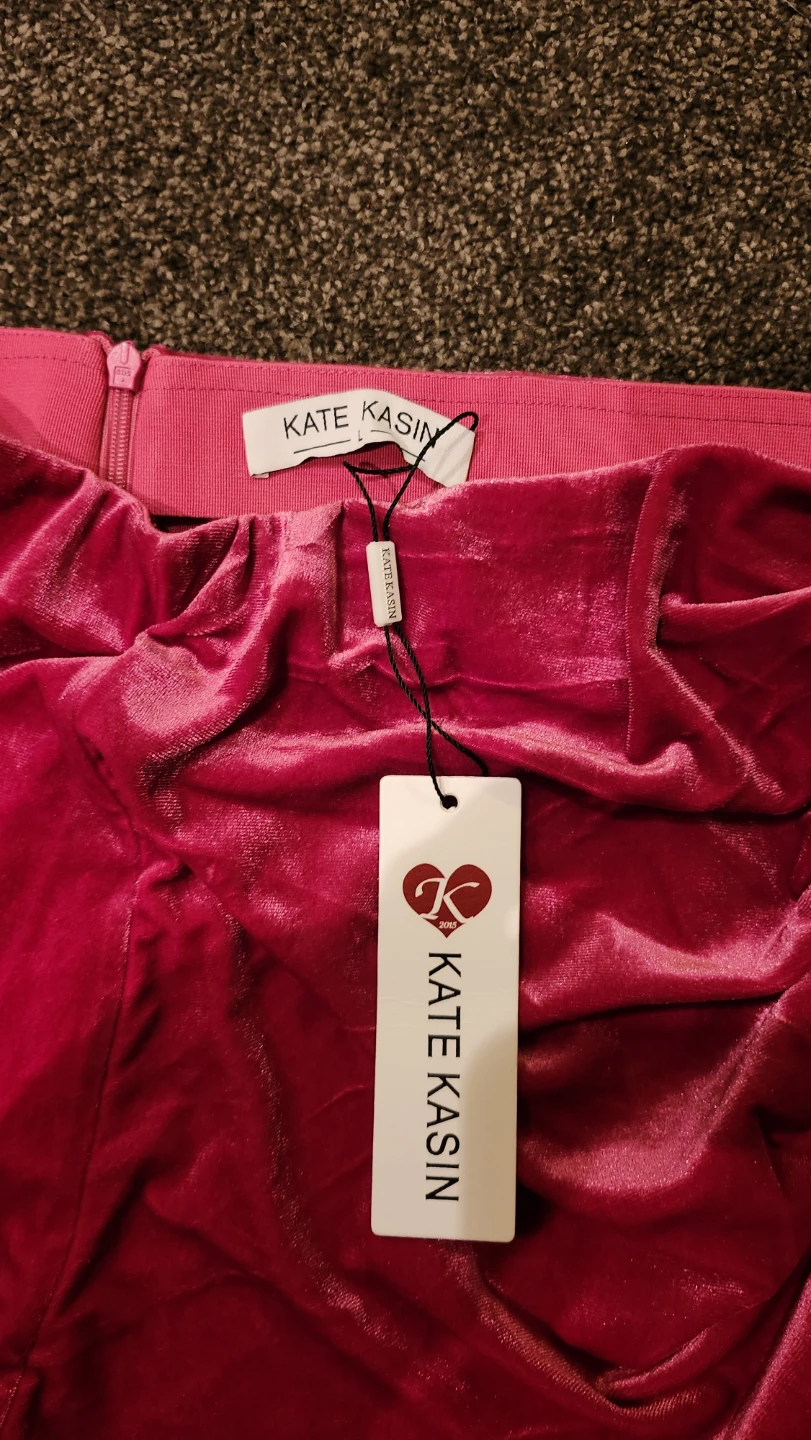Kate Kasin hot pink velvet ruched tie-waist skirt L - photo 2