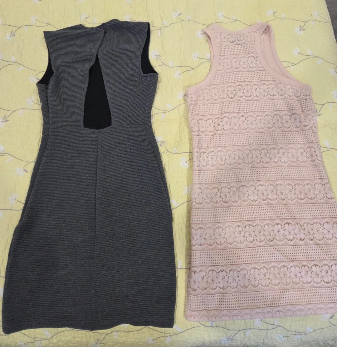 Two Women's Dresses - Grey Embellished & Pink Lace - photo 2