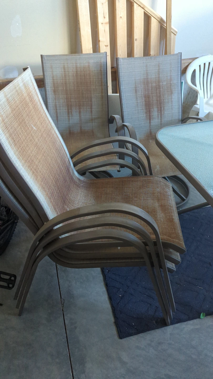 Glass top patio table with metal frame and chairs - photo 2