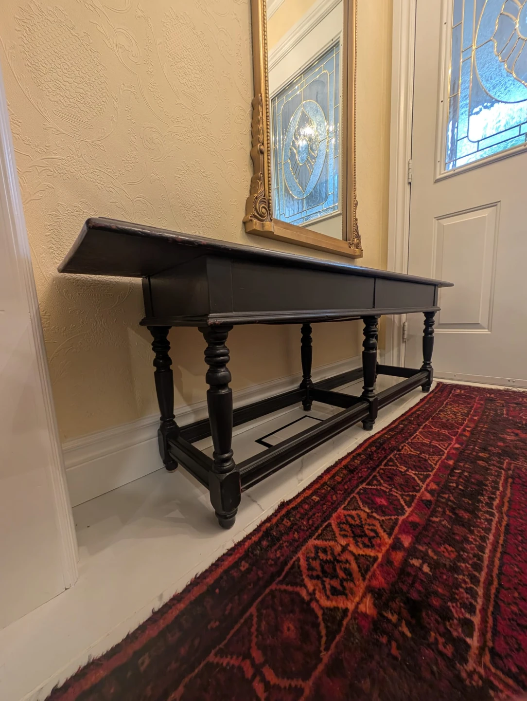 Vintage Front Hallway Bench with Storage - photo 3