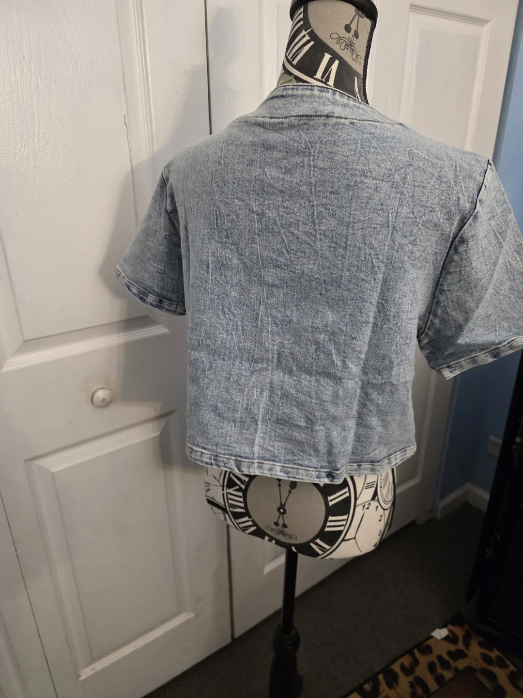 Women's Embellished Denim Cropped Jacket - photo 2
