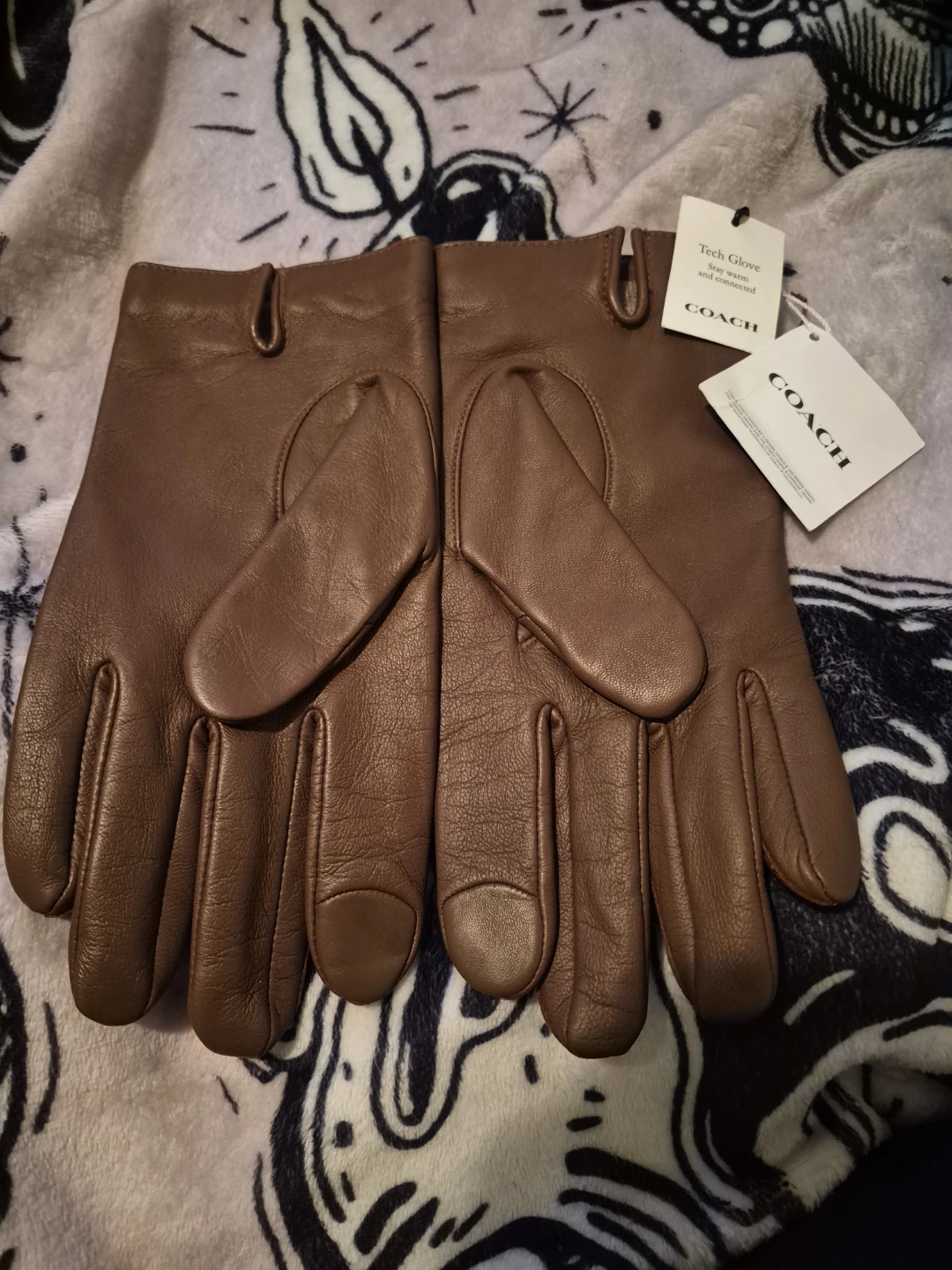 Coach Tech Gloves - Dark Saddle Leather - Size L - photo 3