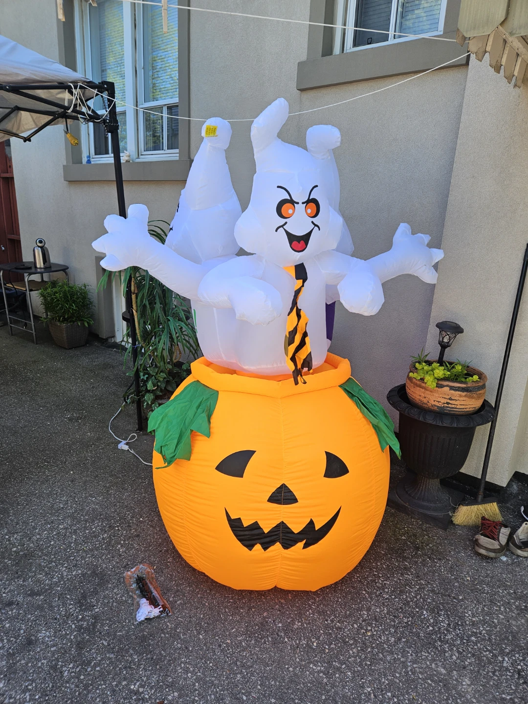 Animated Halloween Inflatable Ghost and Pumpkin - photo 3