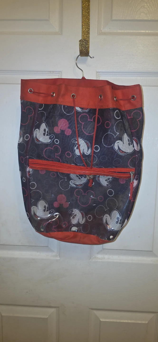 Red Mickey Mouse Drawstring Backpack
