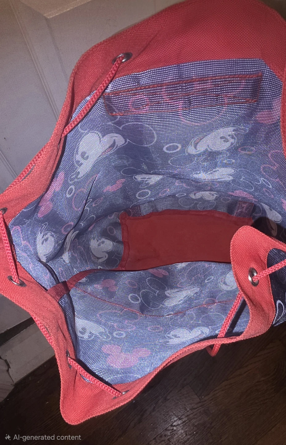 Red Mickey Mouse Drawstring Backpack - photo 3
