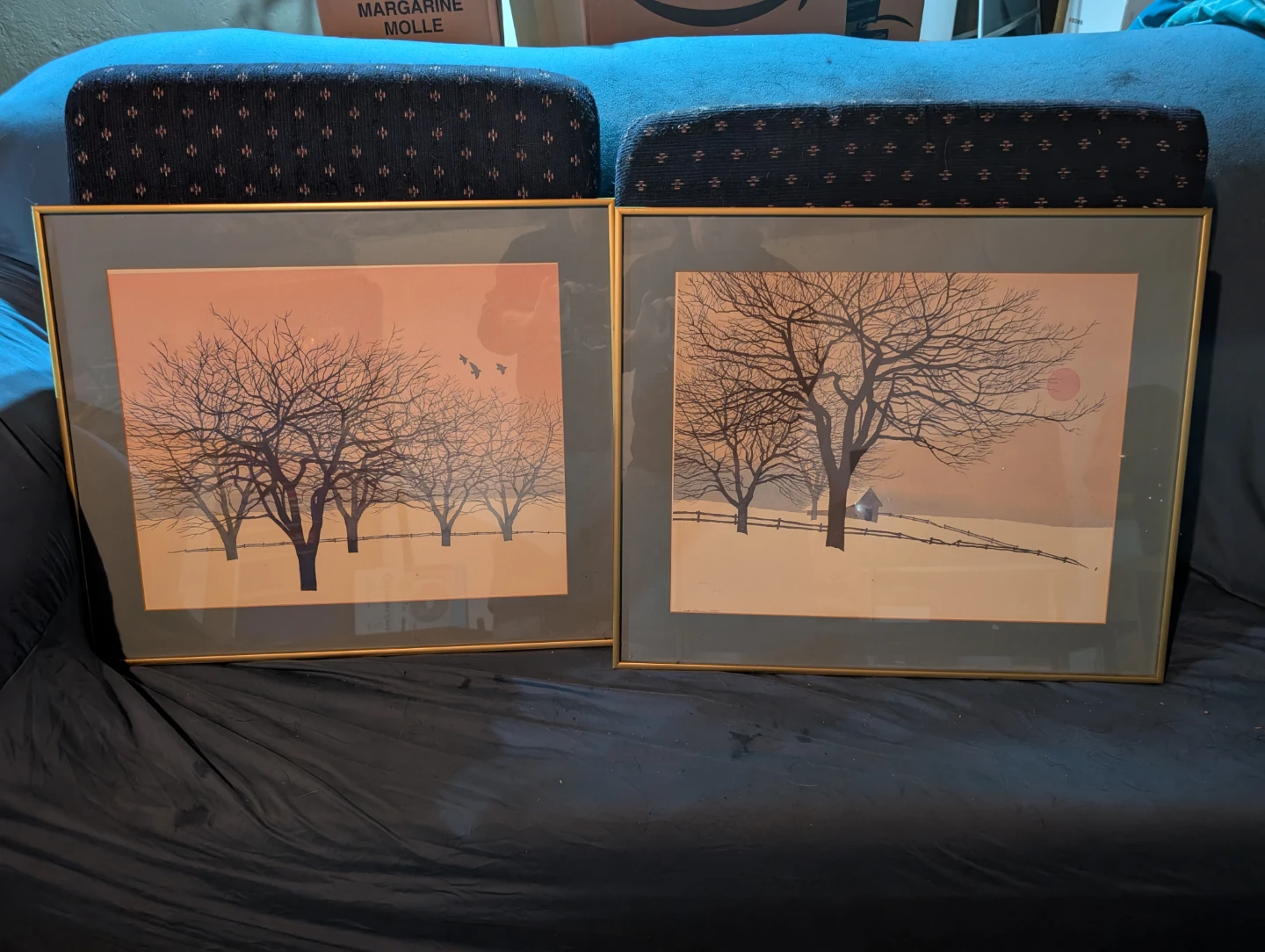 Set of 2 Framed Winter Landscape Art Prints