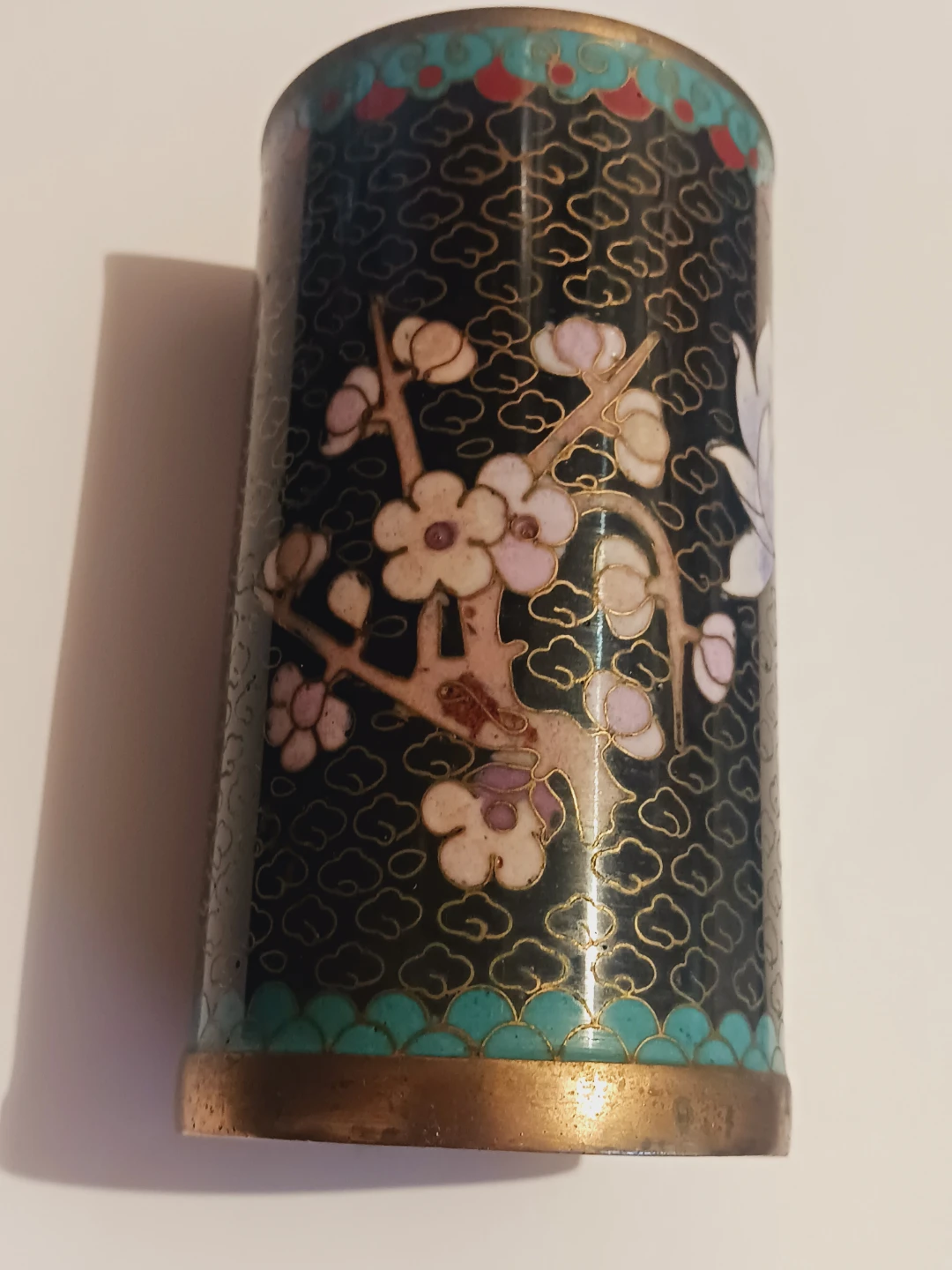 Antique Authentic Asian Cloisonné Enamel Jar