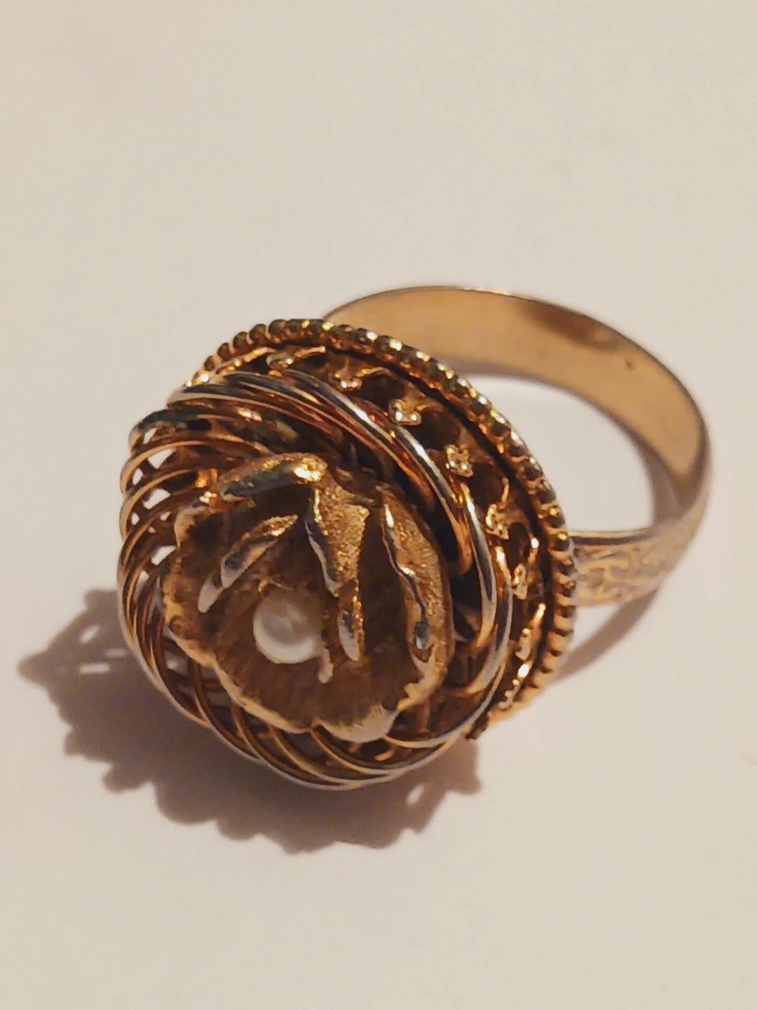 Vintage Gold Tone Ring with Pearl Accent.8. - photo 4