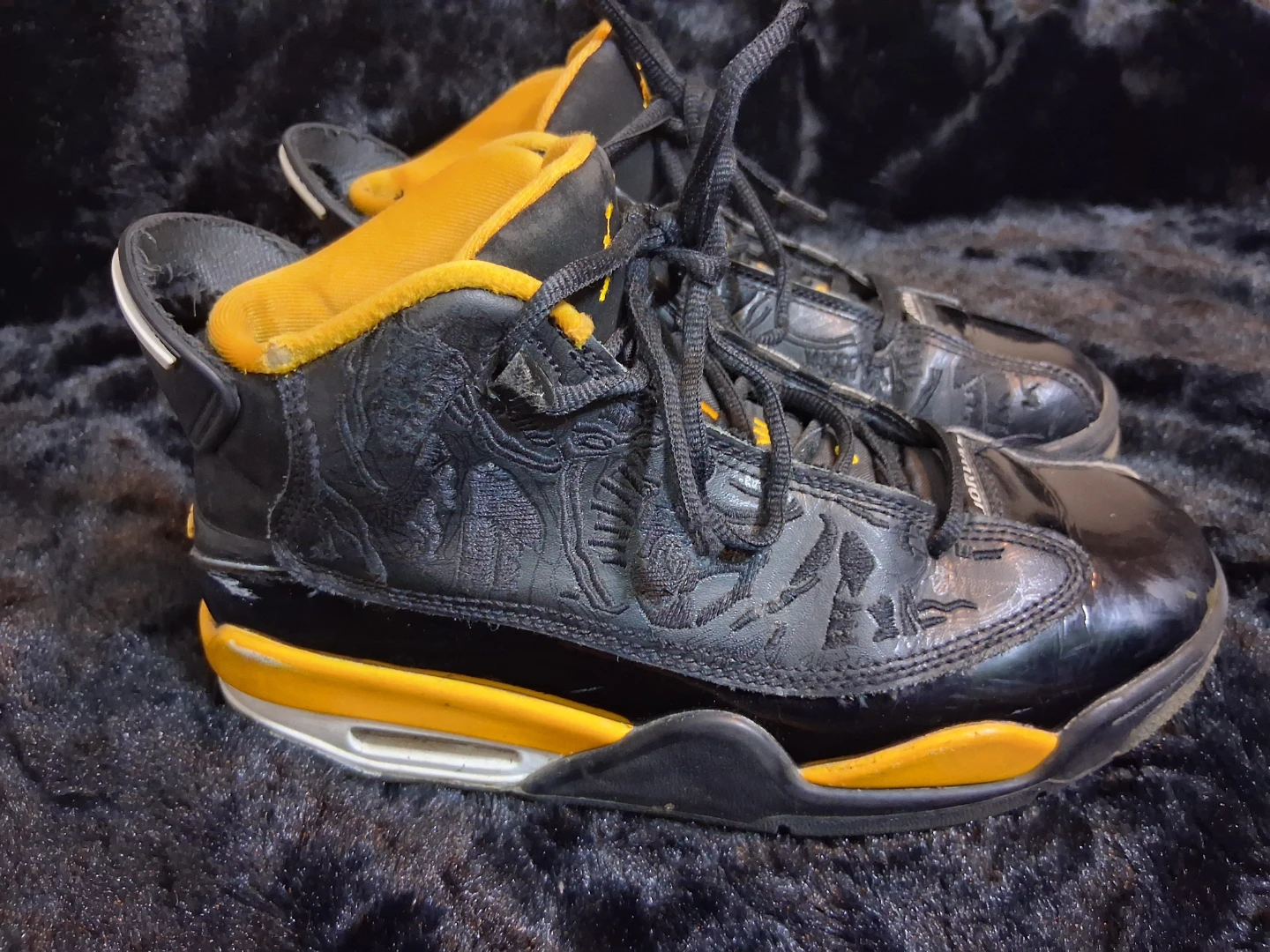Jordan Black and Yellow Sneakers