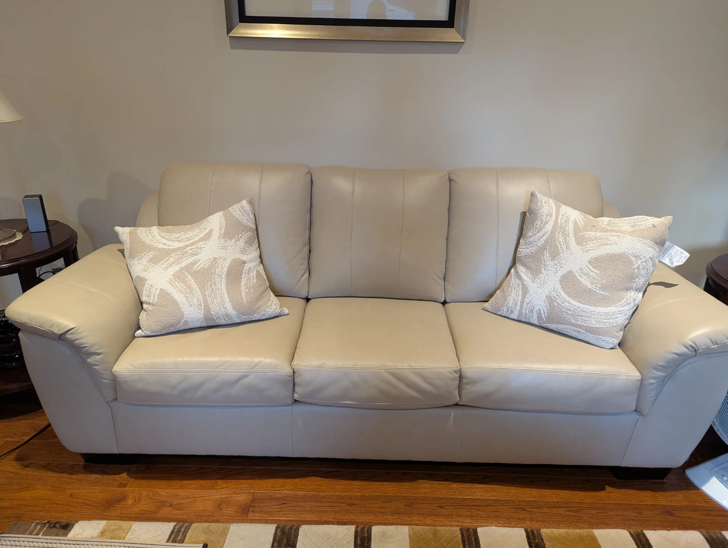 Cream Leather Sofa - photo 2