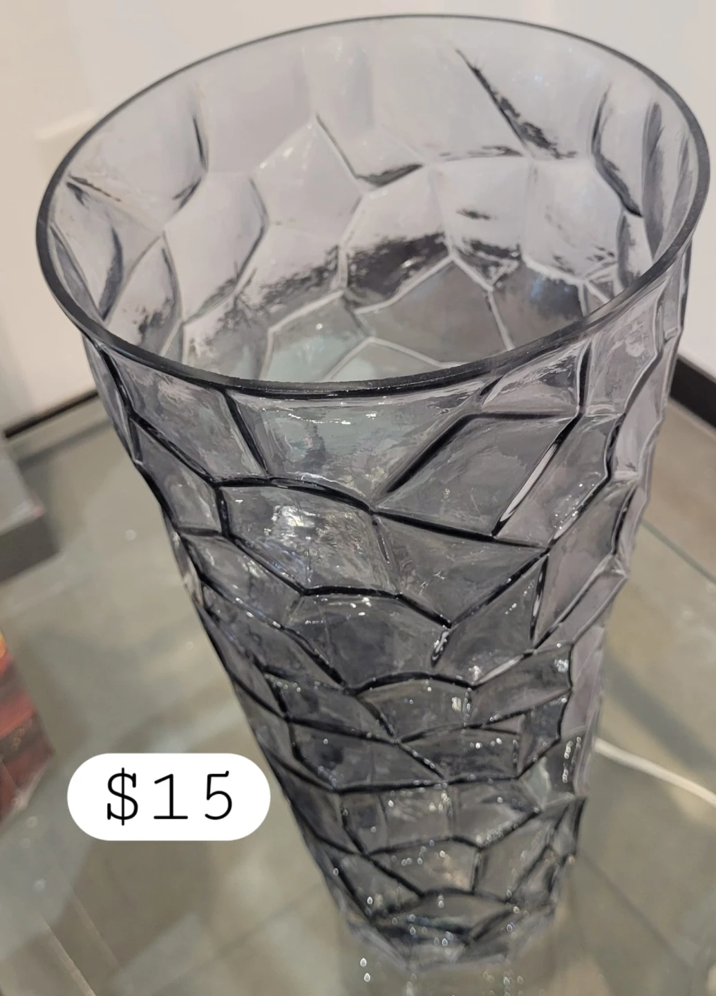 Grey Textured Glass Vases - Set of 2