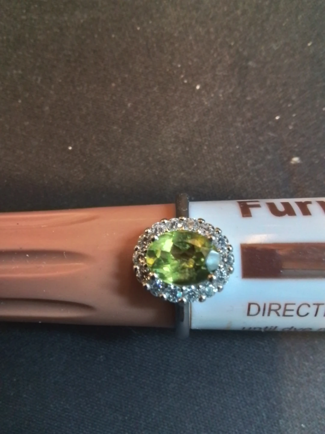 Peridot and Diamond Halo Ring - photo 2