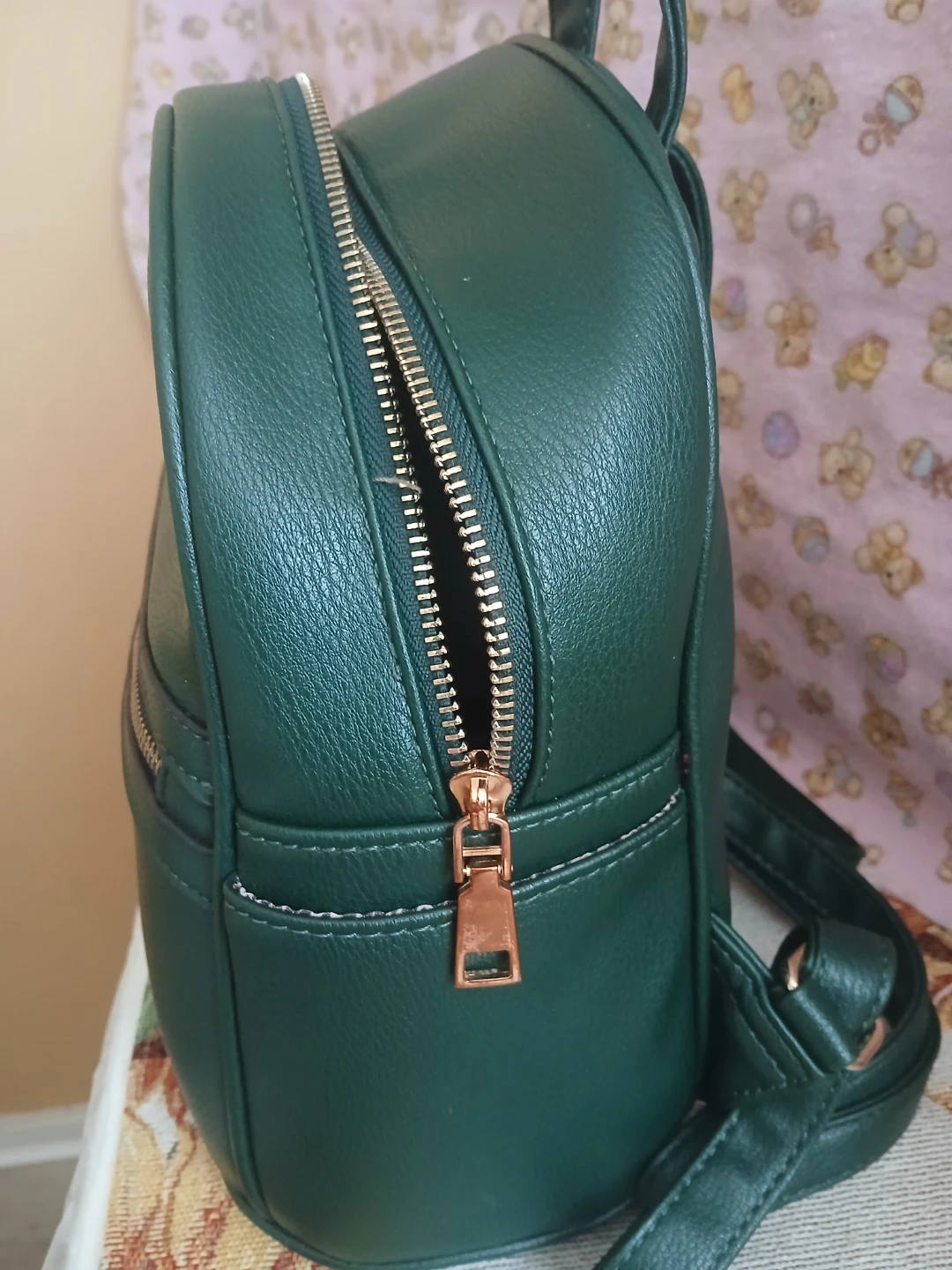 Green Faux Leather Mini Backpack - photo 4