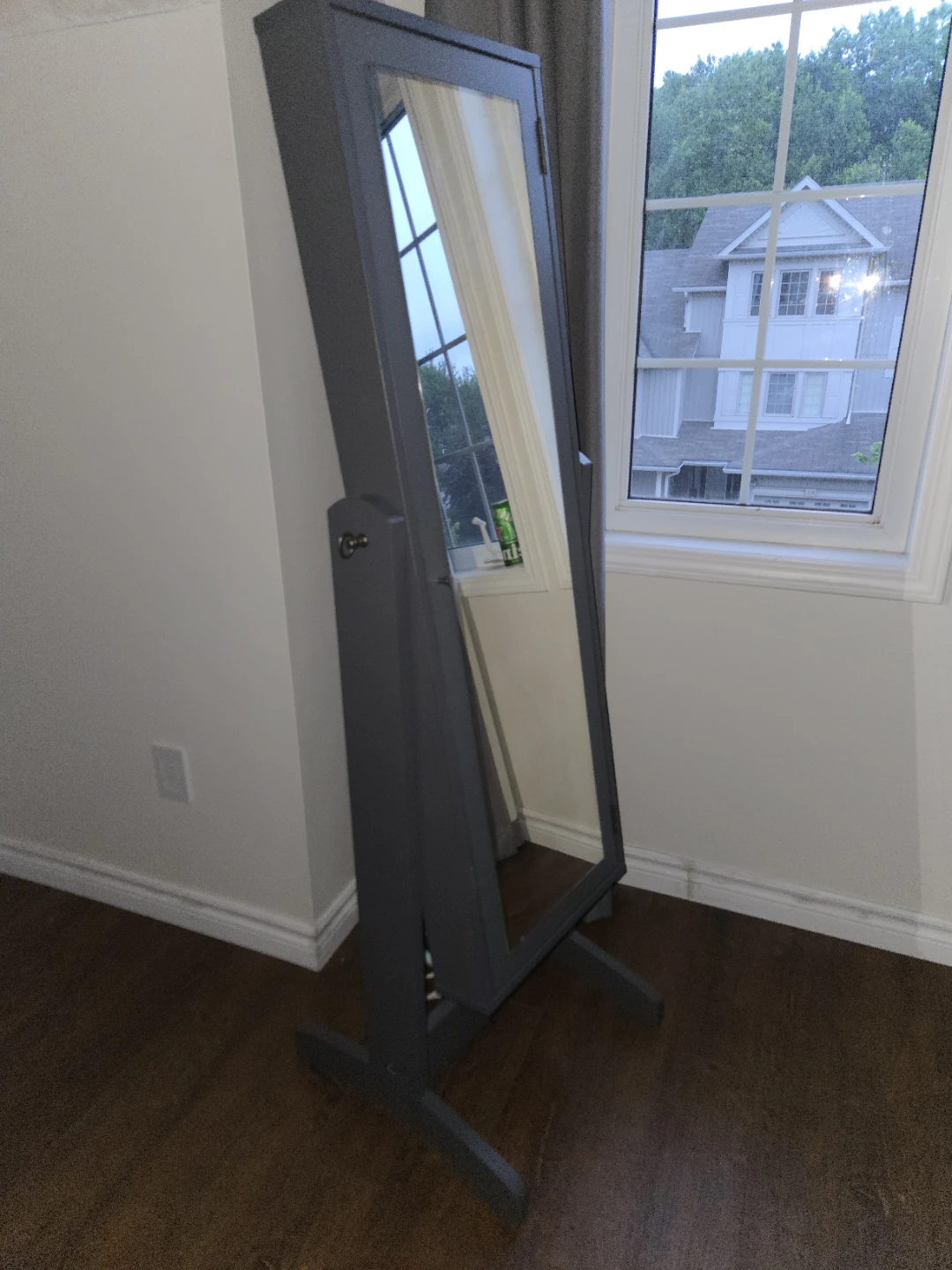 Grey Cheval Mirror Jewellery Cabinet