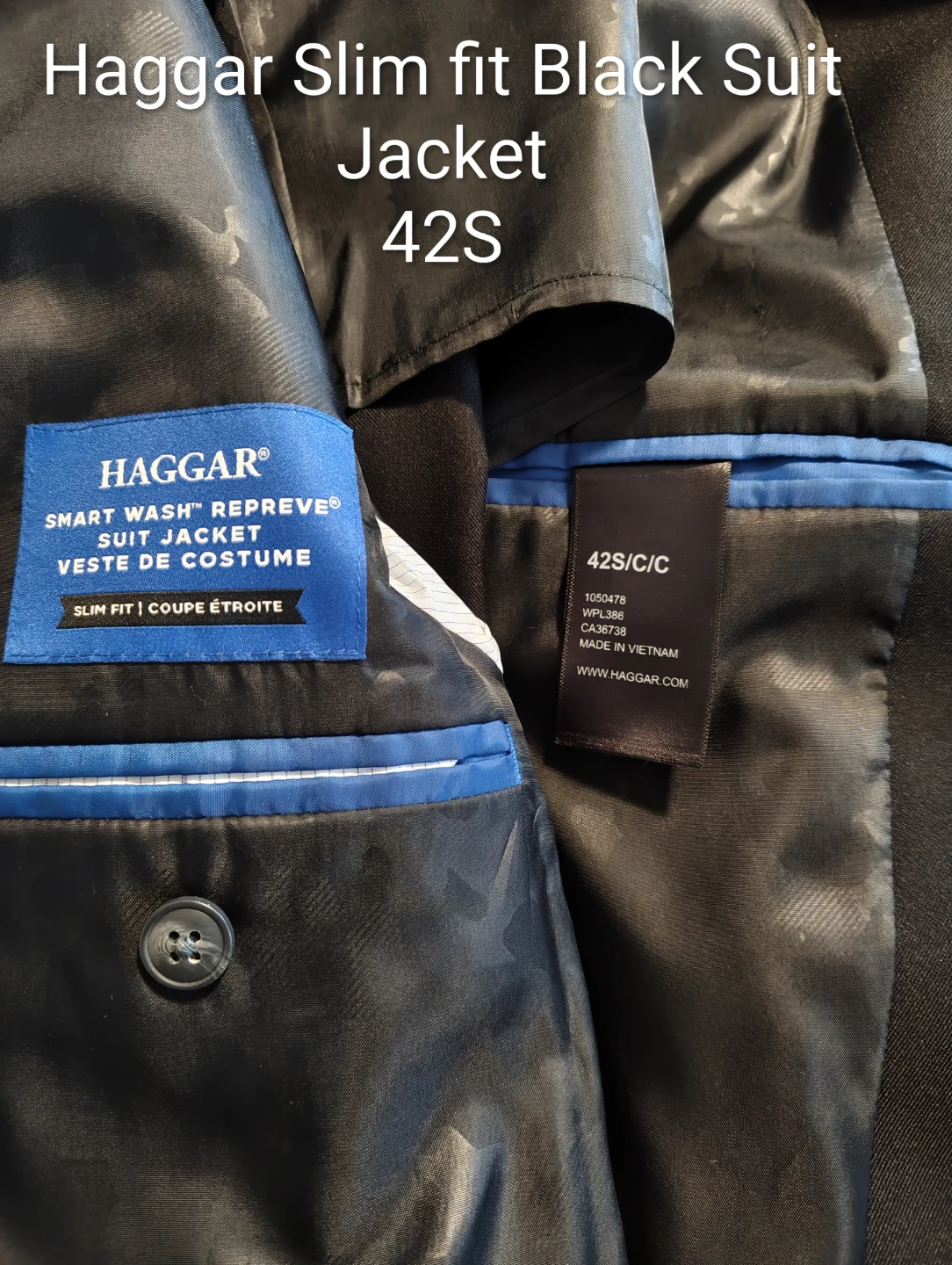 Haggar Slim Fit Black Suit Jacket 42S - photo 3