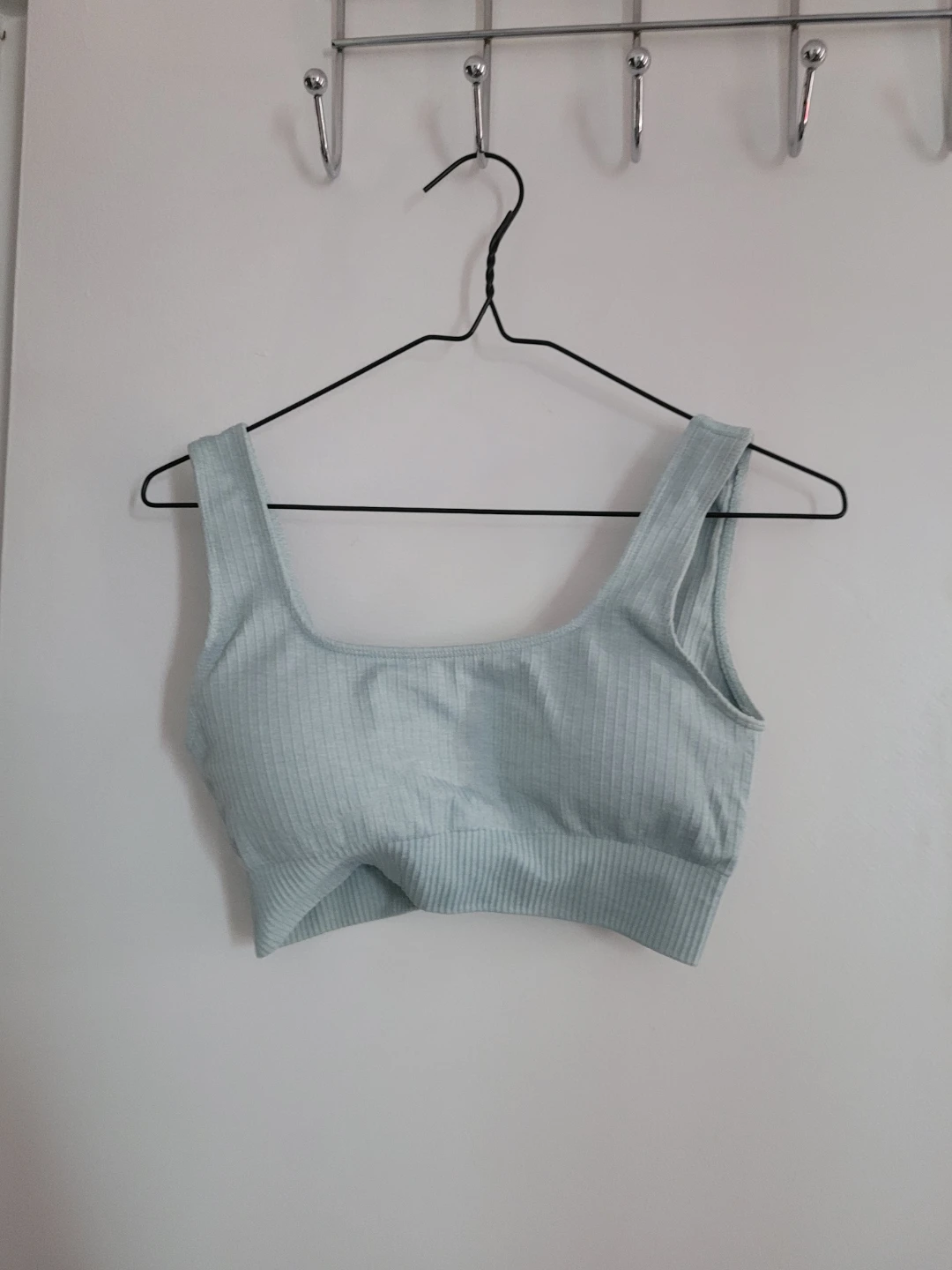 Light Blue Ribbed Sports Bra