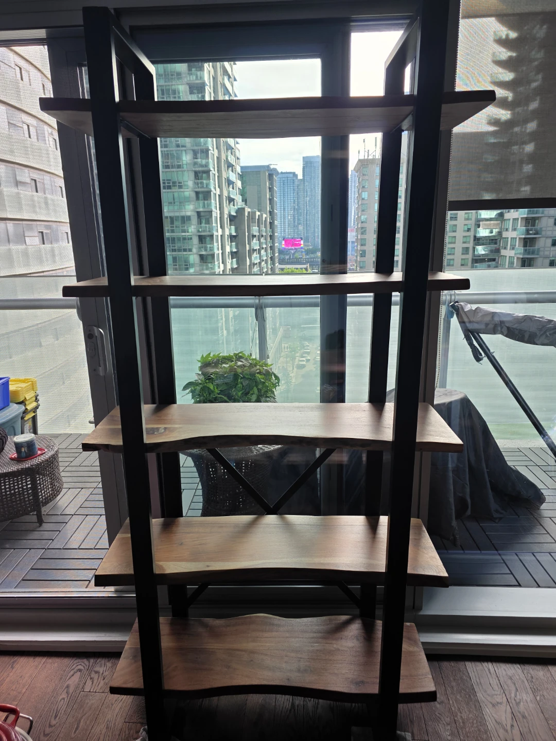 Structube - Live Edge Wood and Metal Bookshelf