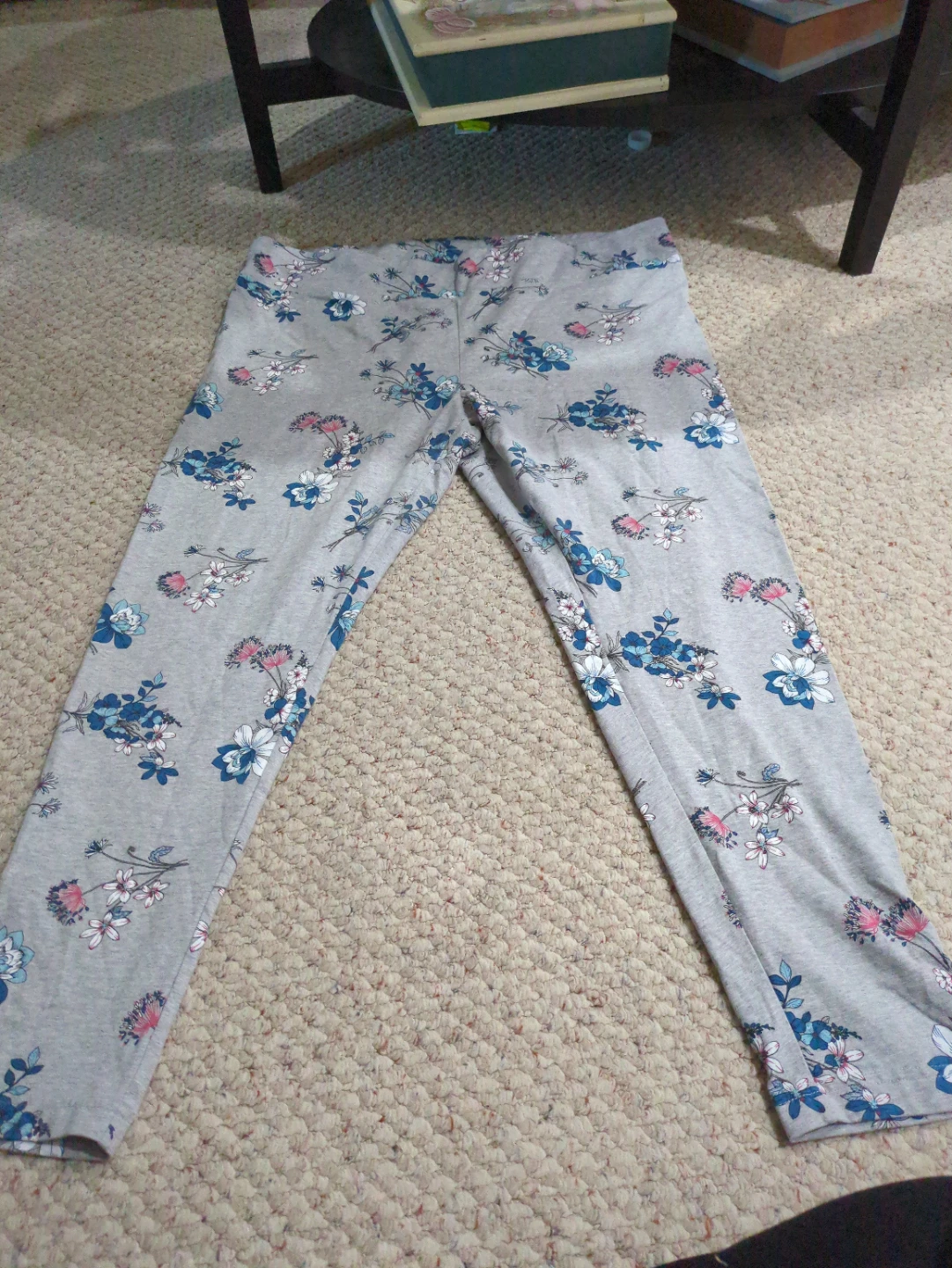 Grey Floral Print Leggings size 3