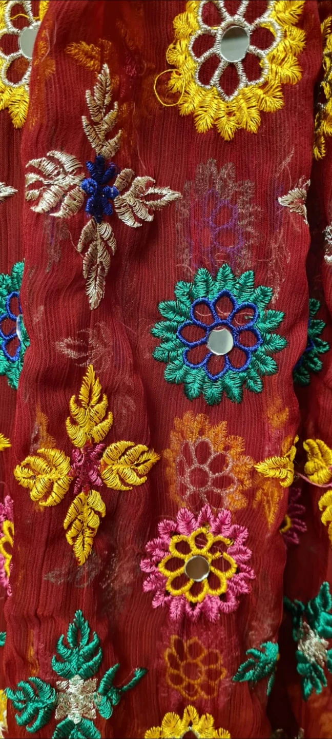 Embroidered Dupatta Scarf with Mirror Work - photo 2