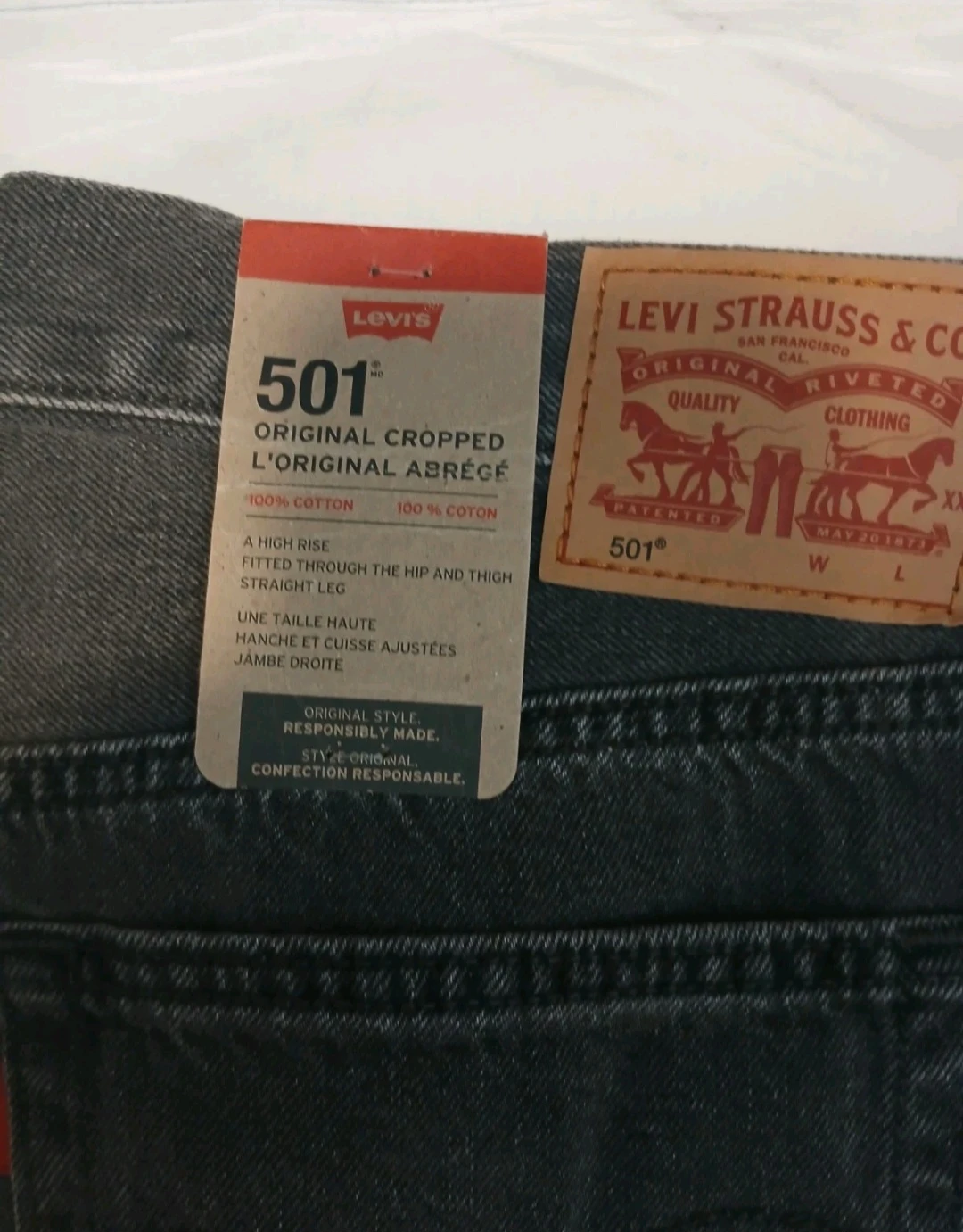 NEW Levi's 501 Original Cropped Jeans Women's 32x28 Black - photo 3