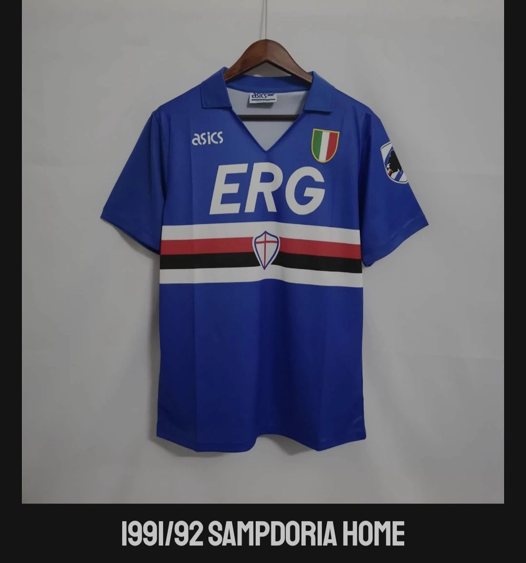 Vintage Asics Sampdoria shir 1991 1992 Soccer Jersey #9 Vialli
