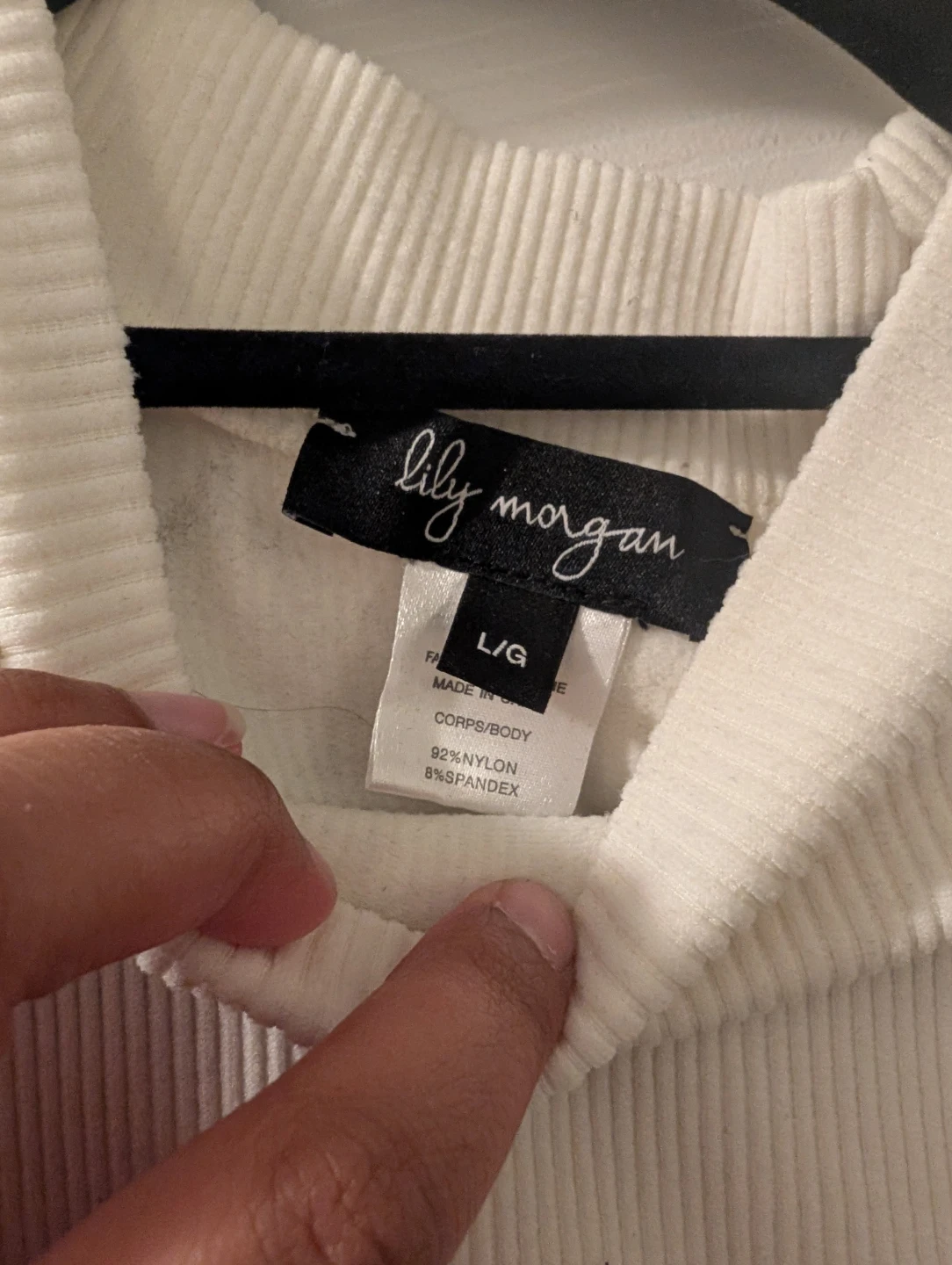 Lily Morgan White Ribbed Mock Neck Sleeveless Top L/G - photo 2
