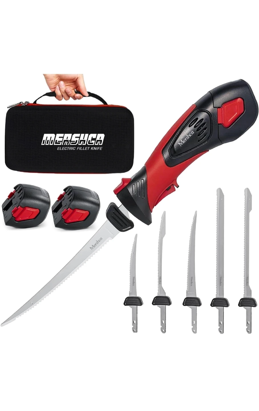 MERSHCA Electric Fillet Knife Set with Case and Multiple Blades