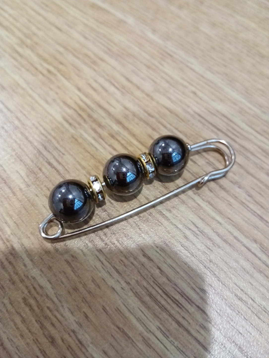 Beaded Safety Pin Brooch