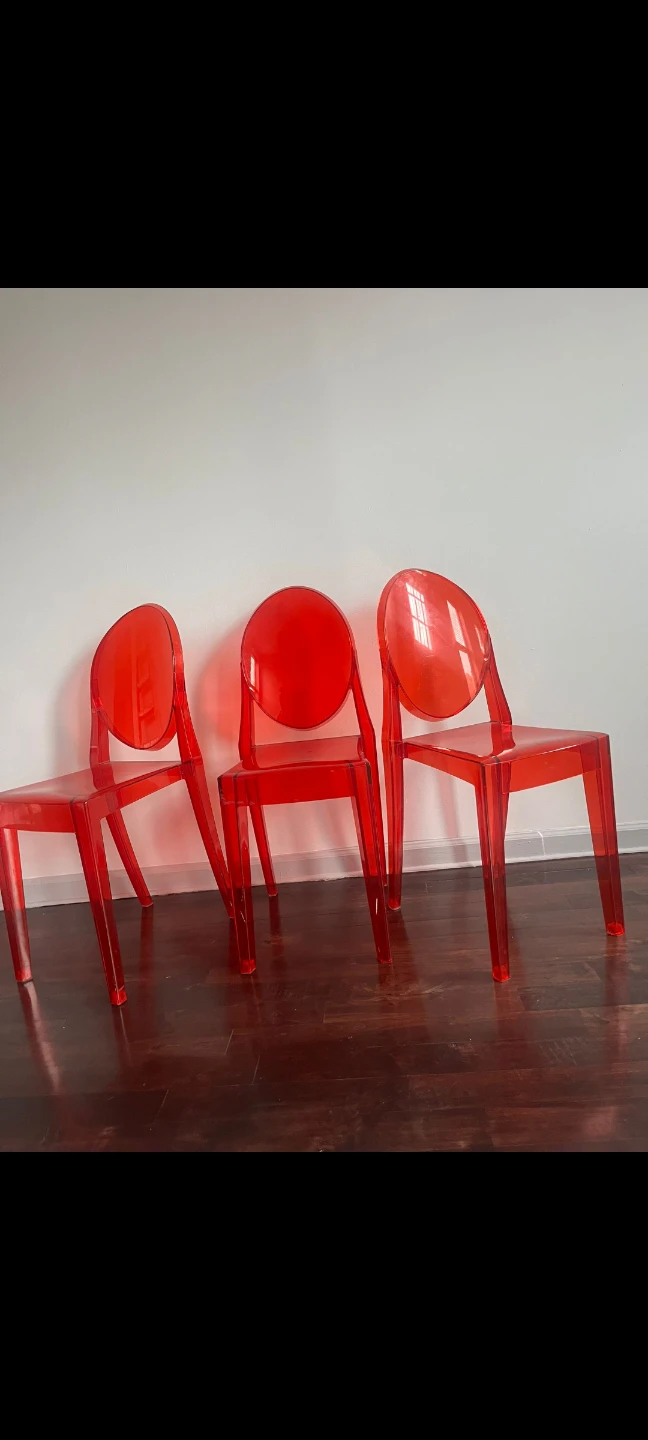 Set of 6 Red Ghost Chairs
