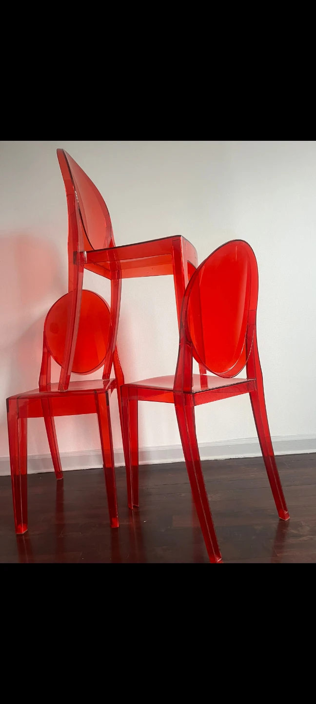 Set of 6 Red Ghost Chairs - photo 2