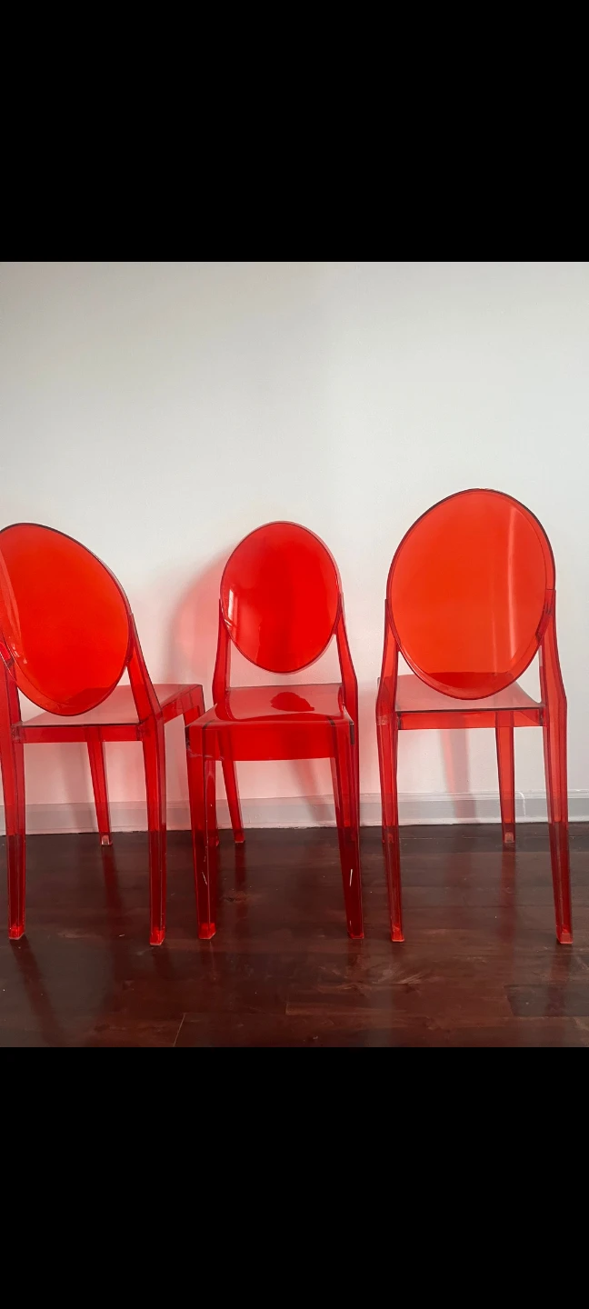 Set of 6 Red Ghost Chairs - photo 3