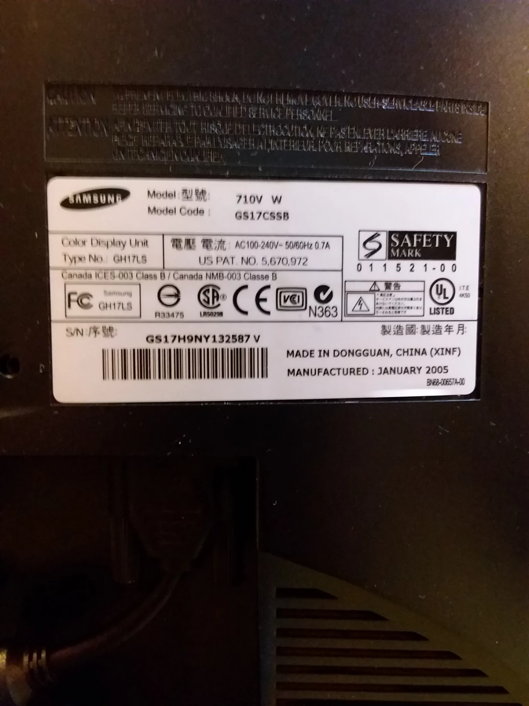 🖥️ ➡️ Samsung SyncMaster 710V 17" Monitor  🖥️ ⚽ - photo 3