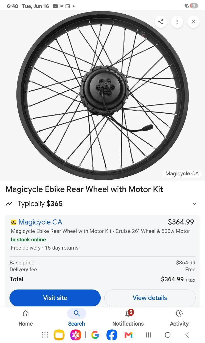 Ebike Rear Wheel with Bafang Motor Kit - 27.5" Wheel - photo 2