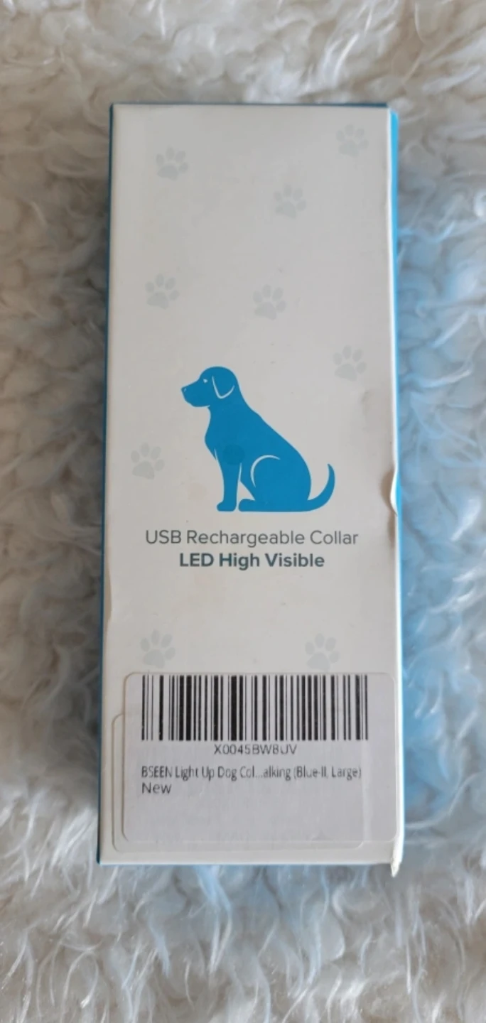 BNIB USB Rechargeable LED Dog Collar - Large, Blue - photo 2