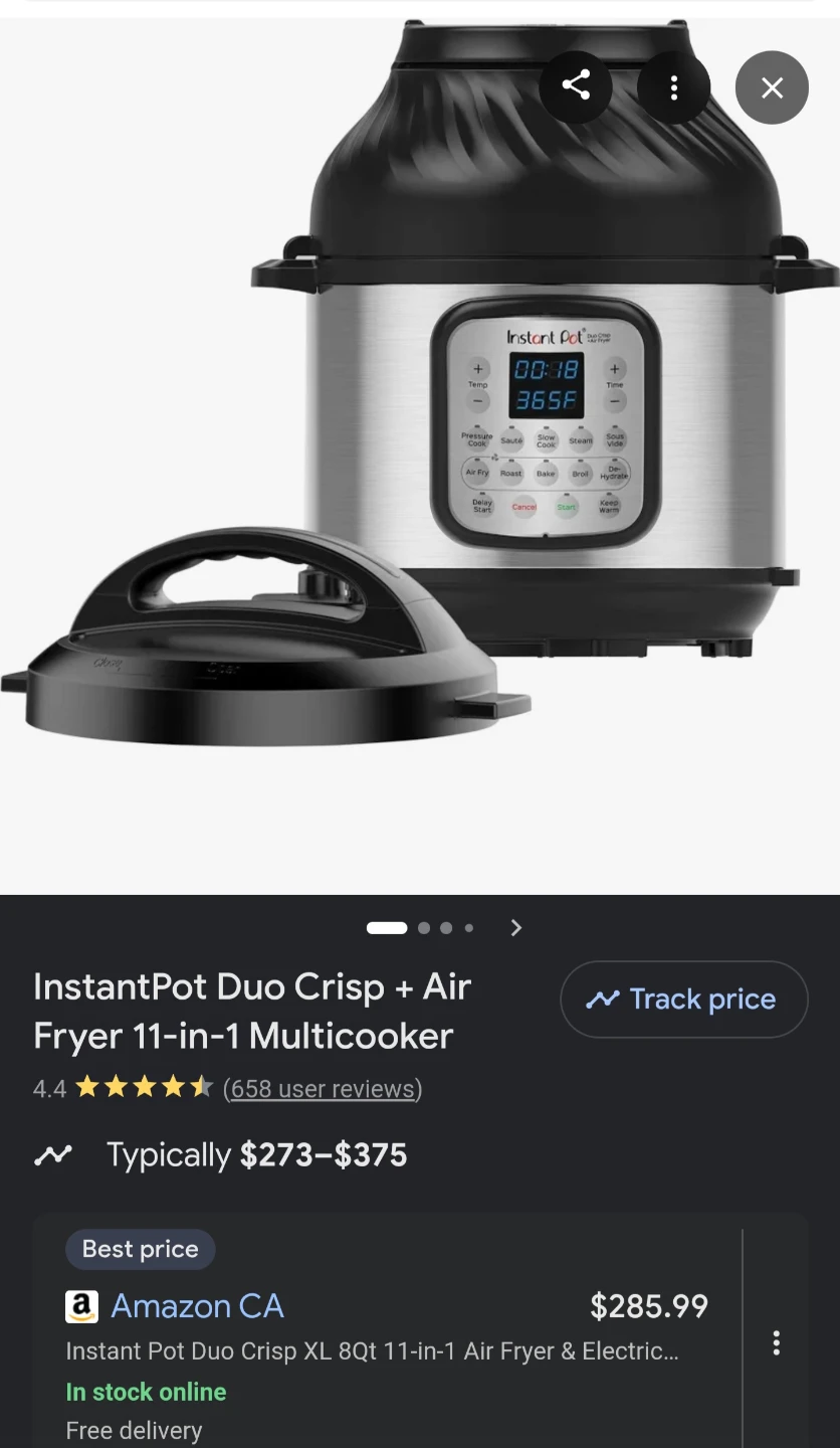 Instant Pot Duo Crisp + Air Fryer 11-in-1 Multicooker
