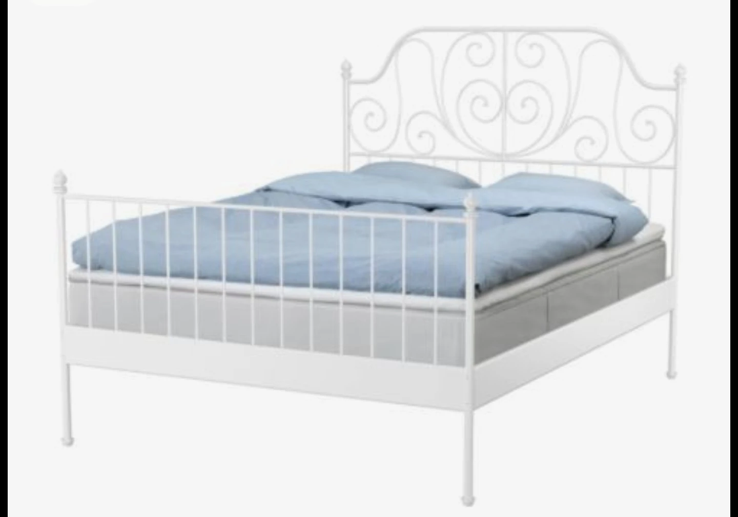 Queen White Metal Bed Frame