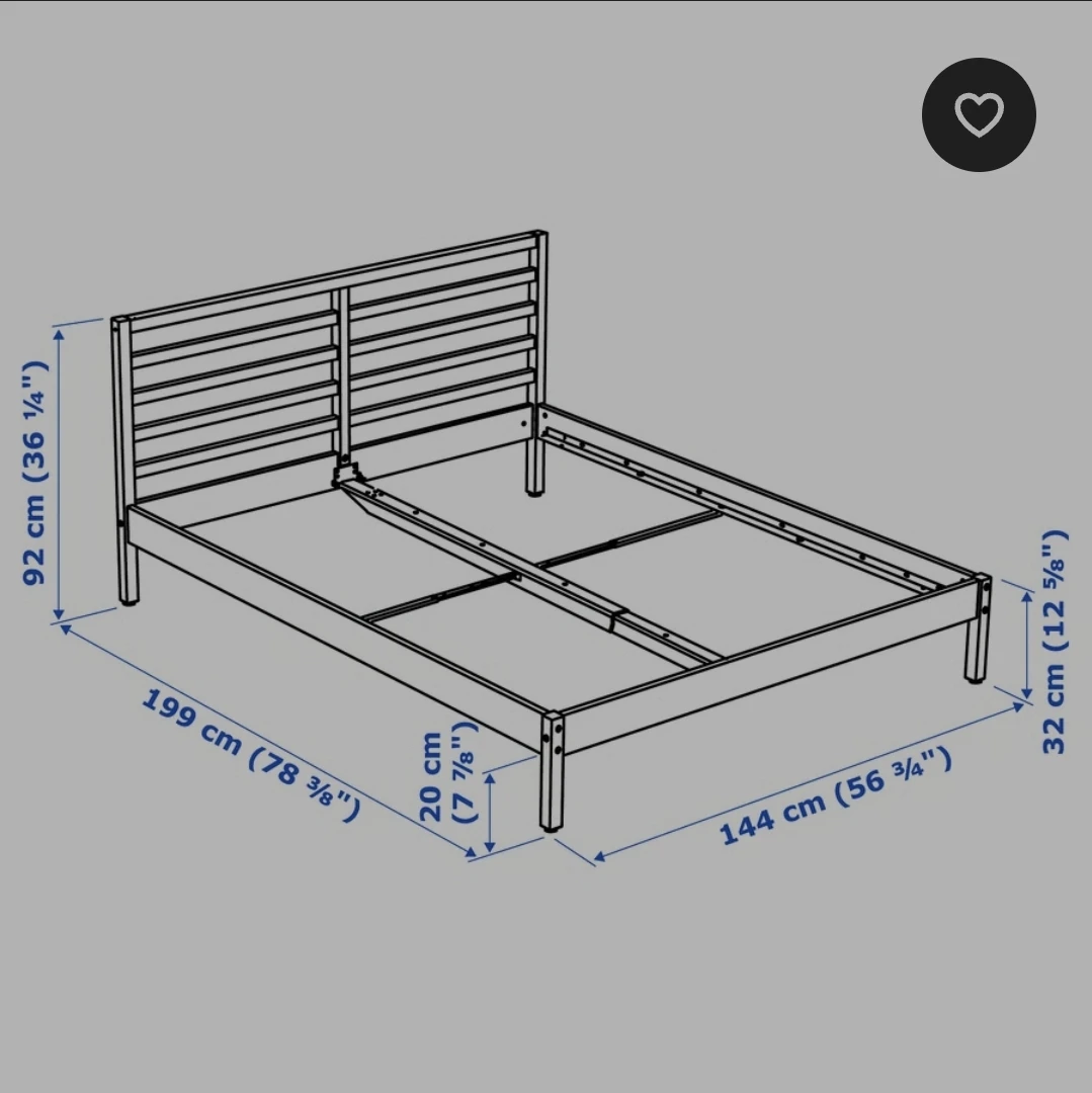 IKEA White Wooden Bed Frame - Queen Size  with bamboo mattress - photo 4
