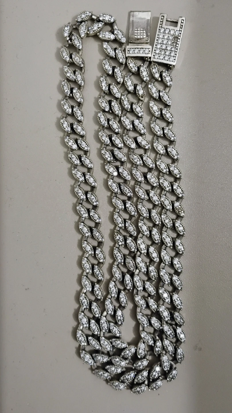 Men's 10mm Cuban Chain Necklace with Diamonds - photo 2