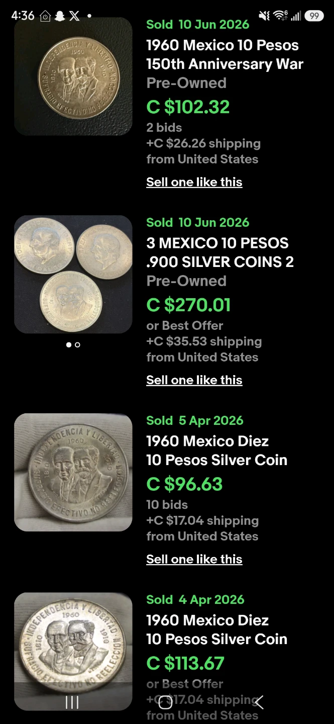 1960 silver 10 peso coin. - photo 3