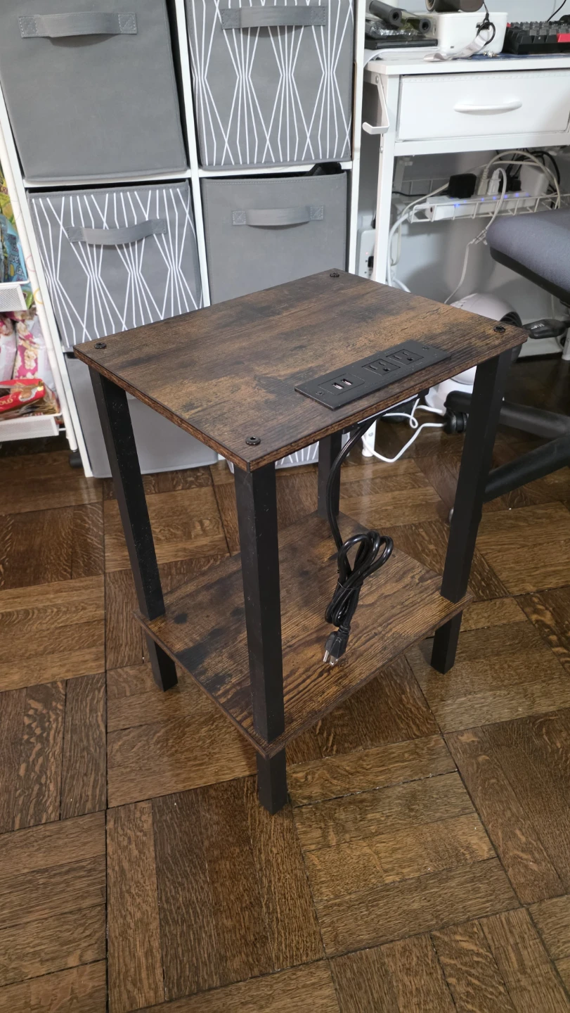 End Table with Built-in Power Strip and USB Ports - photo 3