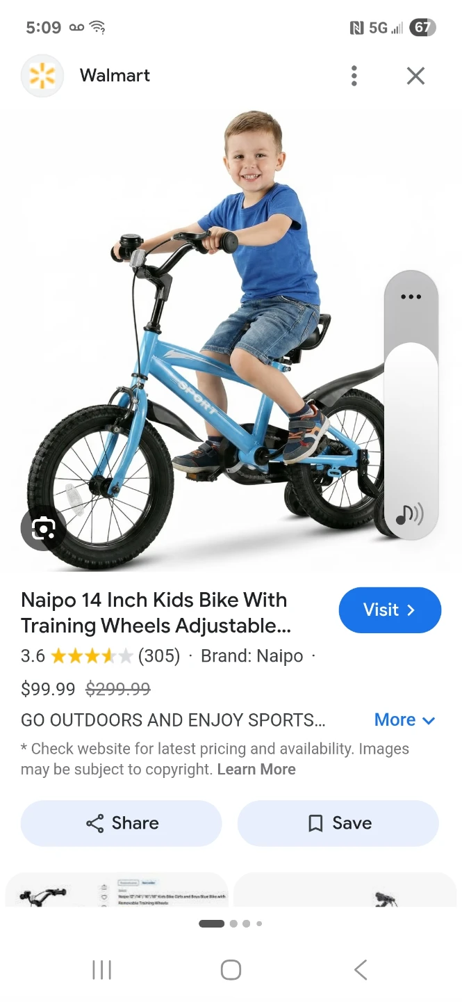 Naipo 14 Inch Kids Bike With Training Wheels