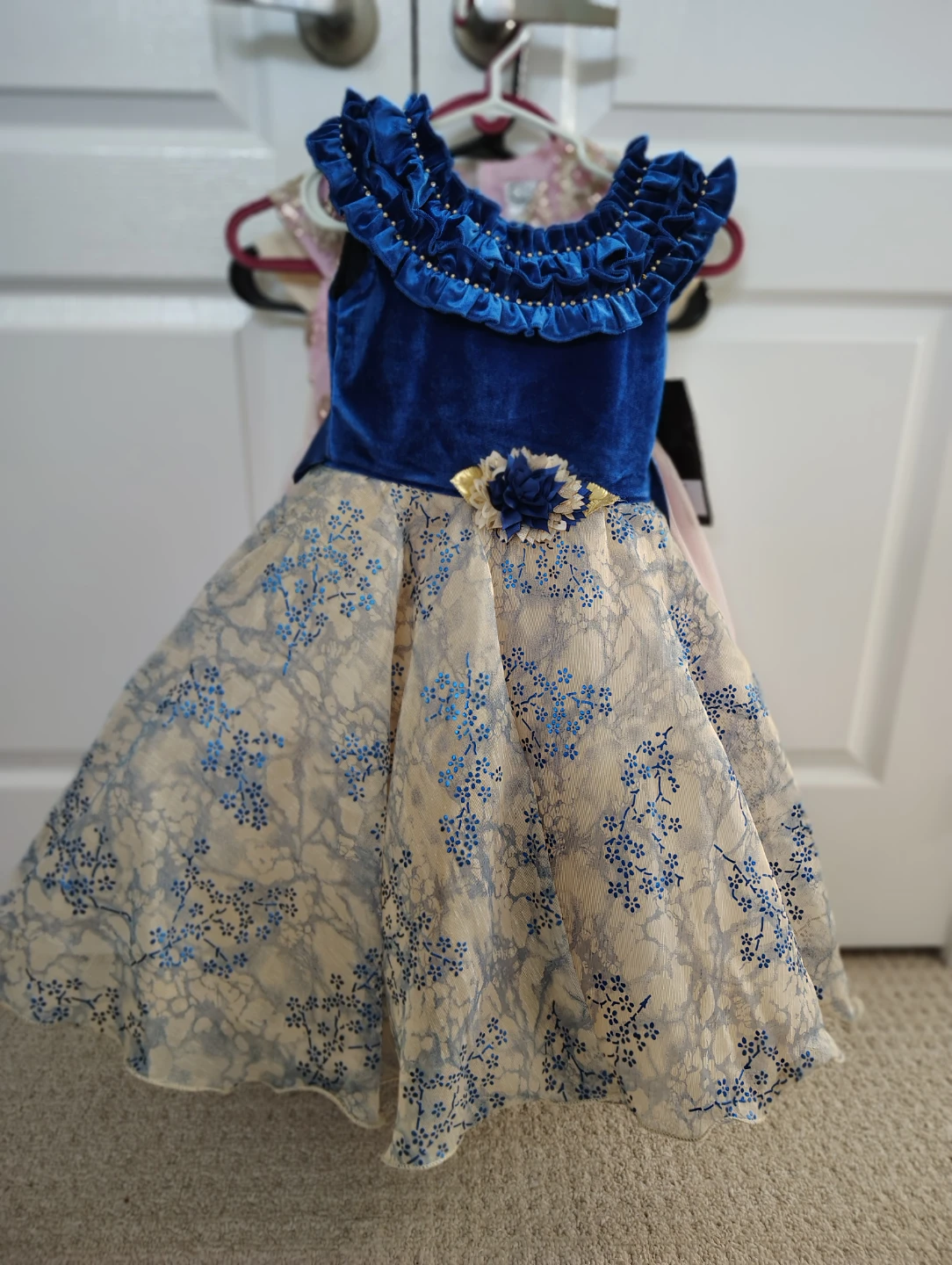 Girls Blue & Cream Floral Dress - photo 2