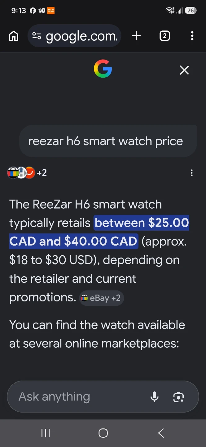 ReeZar H6 Smart Watch - Black - photo 5